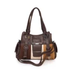 Premium Contrast Detail Handbag-Brown