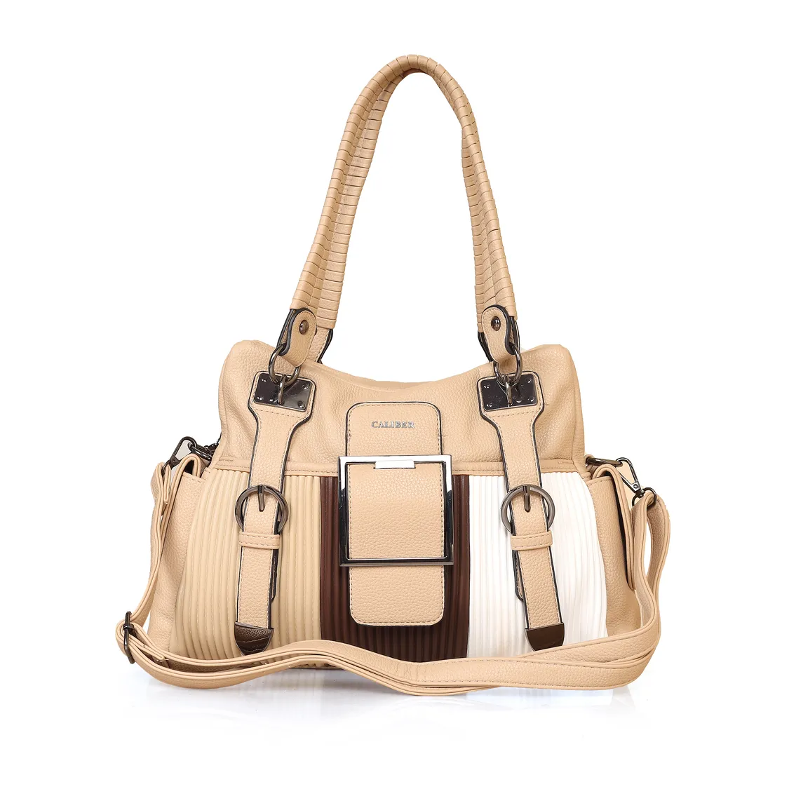 Premium Contrast Detail Handbag-Chickoo