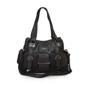 Premium Contrast Detail Handbag-Black