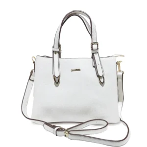 Classic Work Tote Bag with Top Handles-White