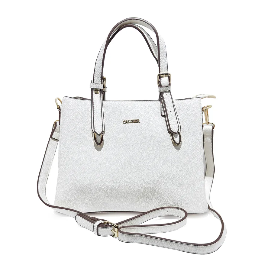 Classic Work Tote Bag with Top Handles-White