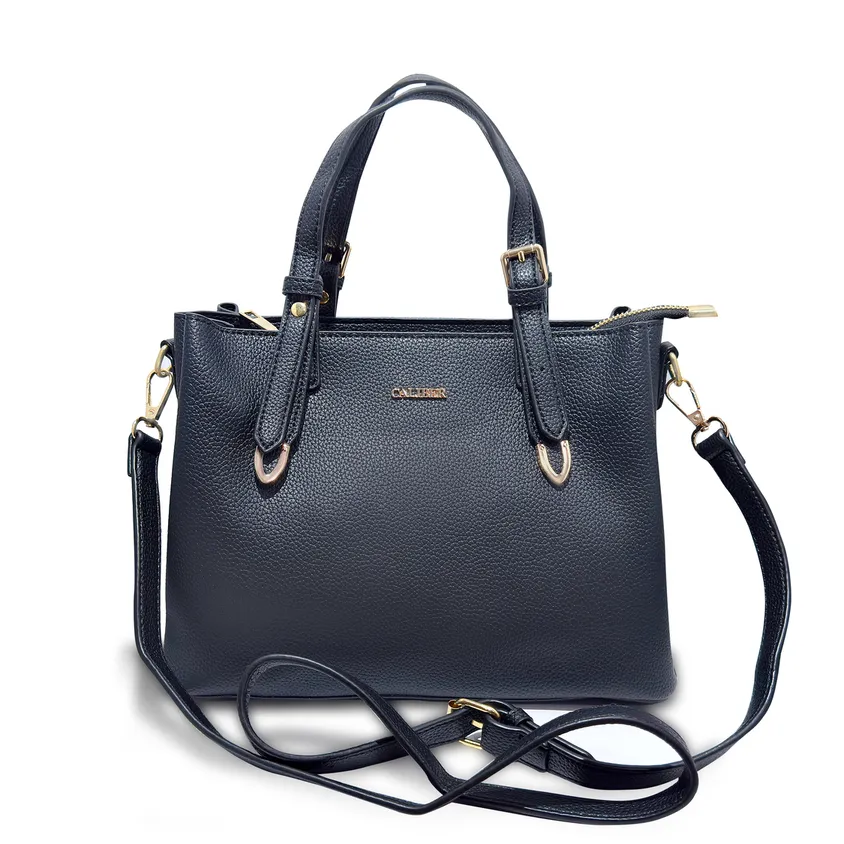 Classic Work Tote Bag with Top Handles-Black