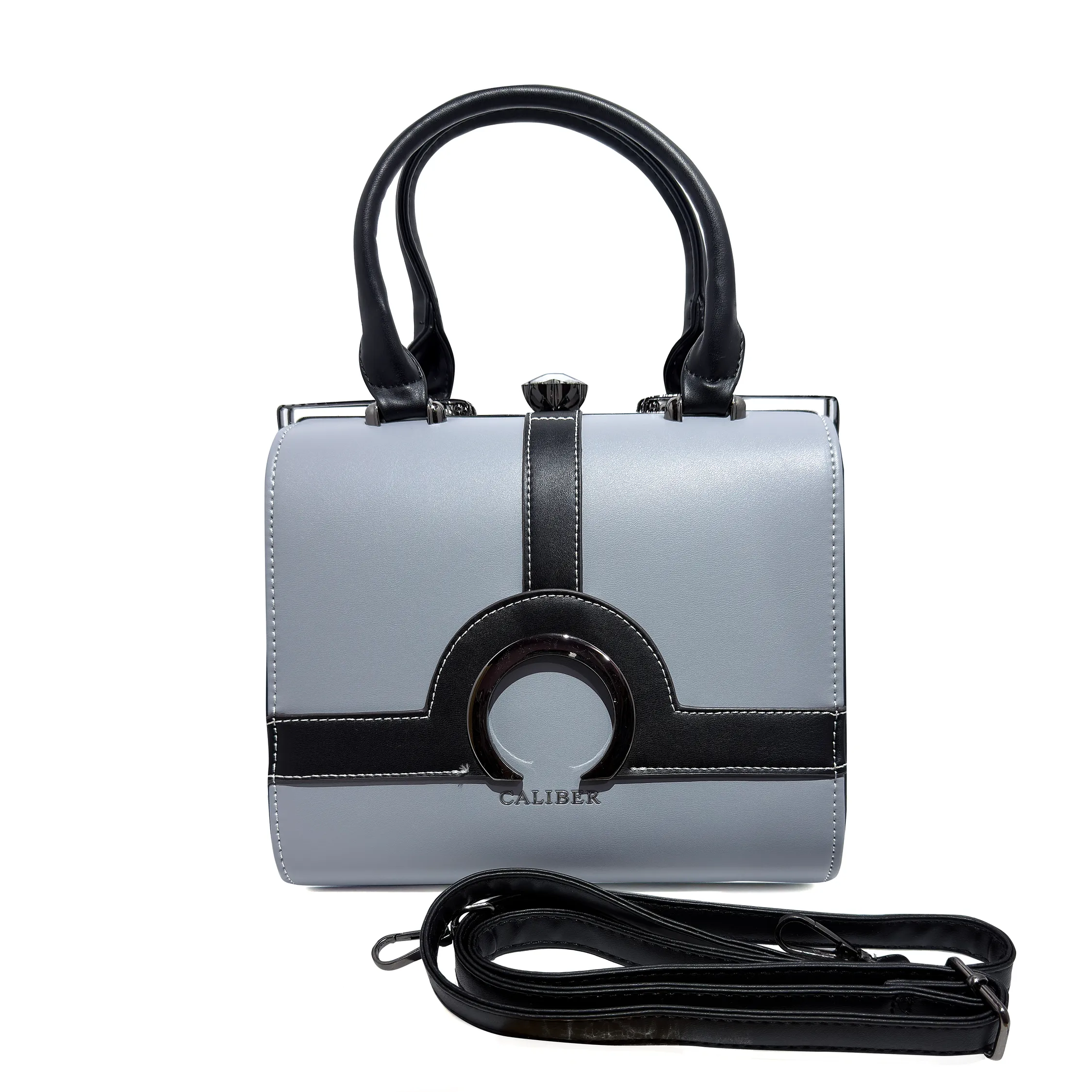 Modern Ring Accent Handbag-Black