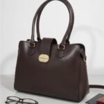 Elegant Structured Top Handle Handbag-Brown