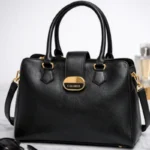 Elegant Structured Top Handle Handbag-Black