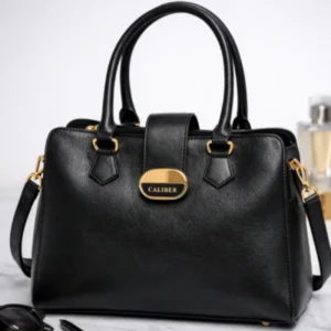 Elegant Structured Top Handle Handbag-Black
