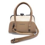 Caliber Structured Top Handle Handbag for Women — Beige
