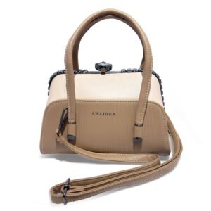 Caliber Structured Top Handle Handbag for Women — Beige