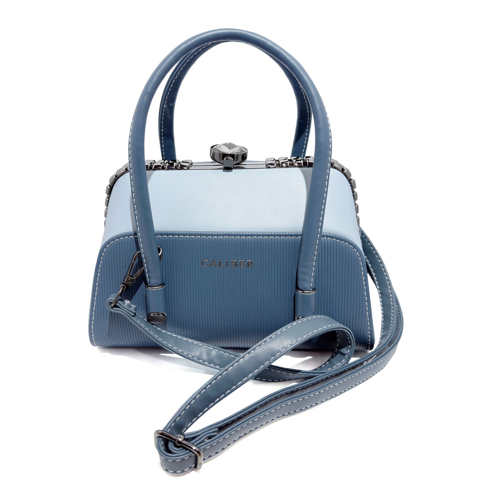 Caliber Structured Top Handle Handbag for Women — Blue