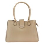 Elegant Structured Top Handle Handbag-Beige