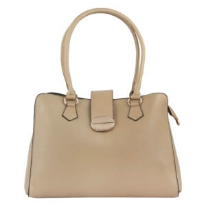 Elegant Structured Top Handle Handbag-Beige