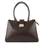 Elegant Structured Top Handle Handbag-Brown