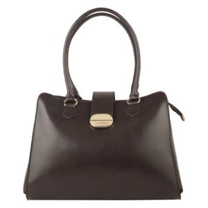 Elegant Structured Top Handle Handbag-Brown