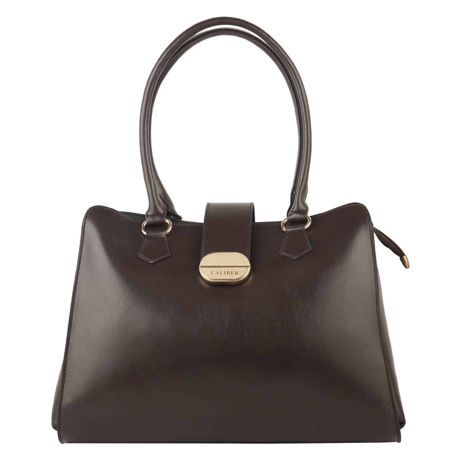 Elegant Structured Top Handle Handbag-Brown
