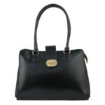 Elegant Structured Top Handle Handbag-Black