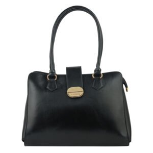 Elegant Structured Top Handle Handbag-Black