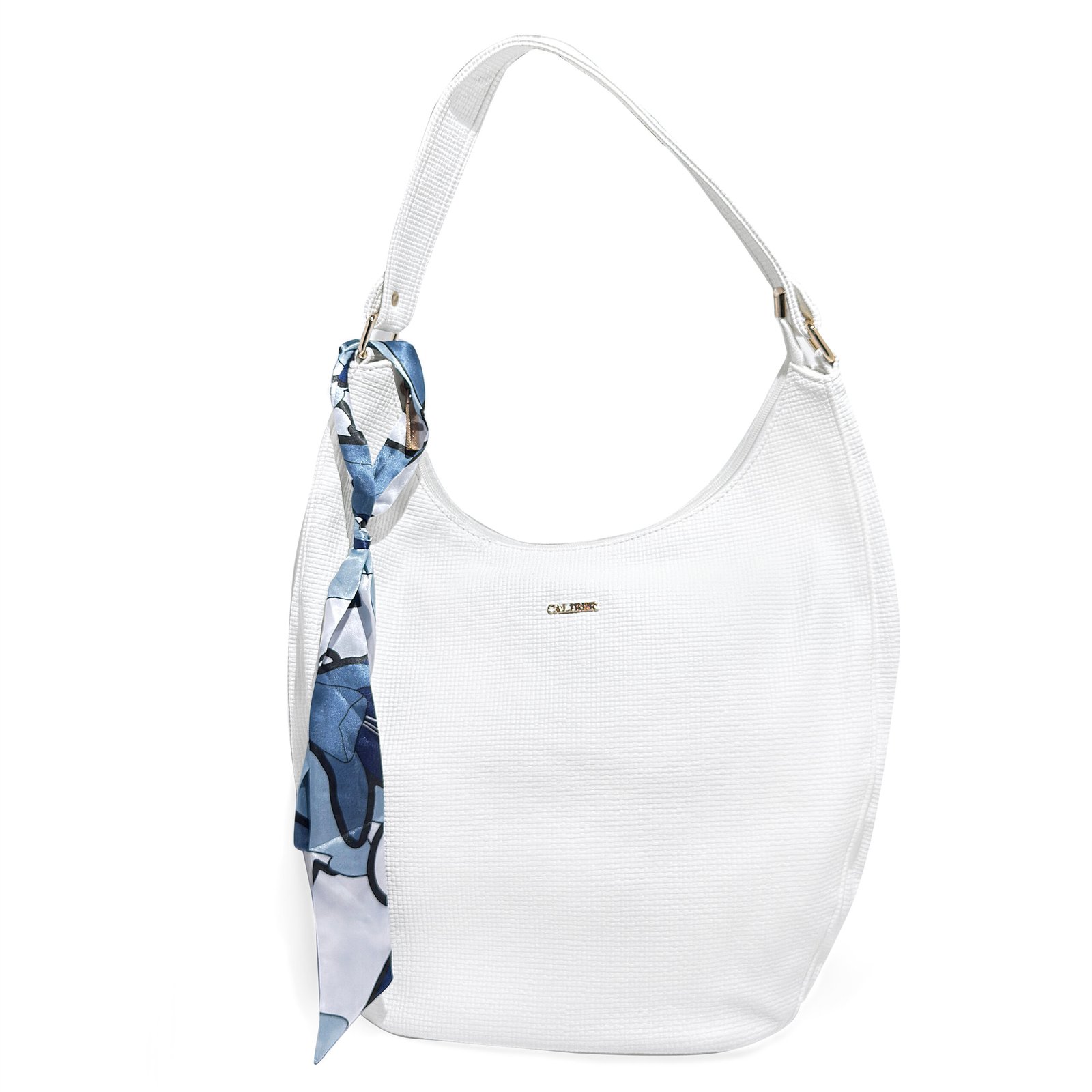 Caliber Textured Hobo Shoulder Bag with Scarf