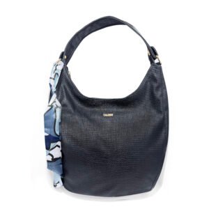 Caliber Textured Hobo Shoulder Bag with Scarf
