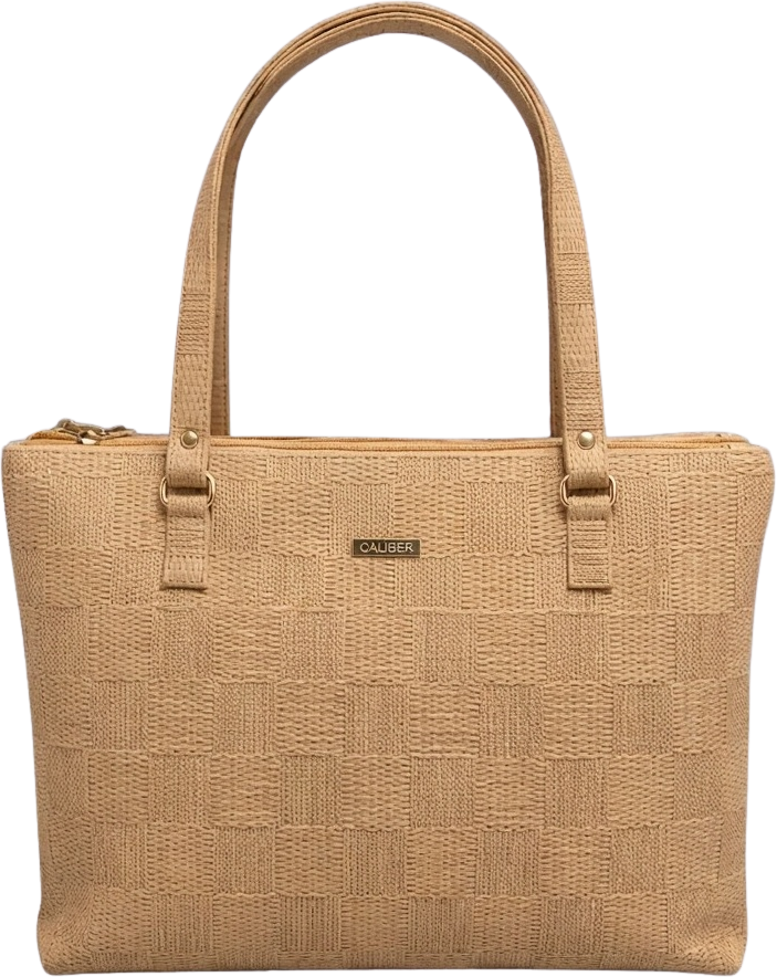 Caliber Woven Textured Tote Handbag with Dual Handles