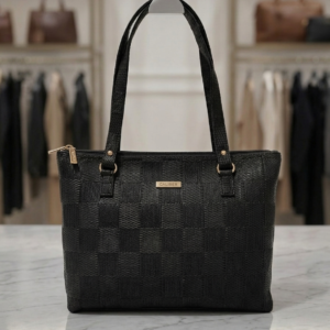 Caliber Woven Textured Tote Handbag with Dual Handles
